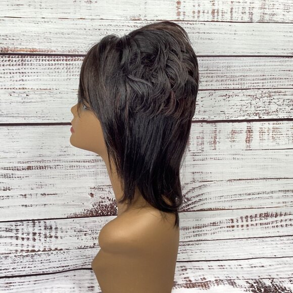 Dior #F1B/33 Black & Auburn Womens Punk Mullet Wig Classic Cap Syntnetic Hair - Picture 3 of 7